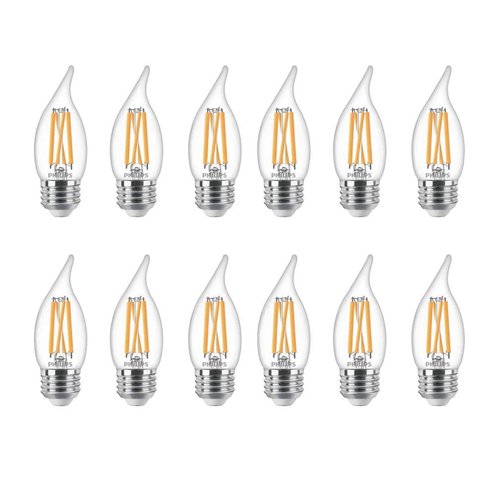 Philips 75-Watt Equivalent BA11 Dimmable Warm Glow Dimming Effect LED Candle Light Bulb Bent Tip E26 Soft White (2700K) (3-Pack)