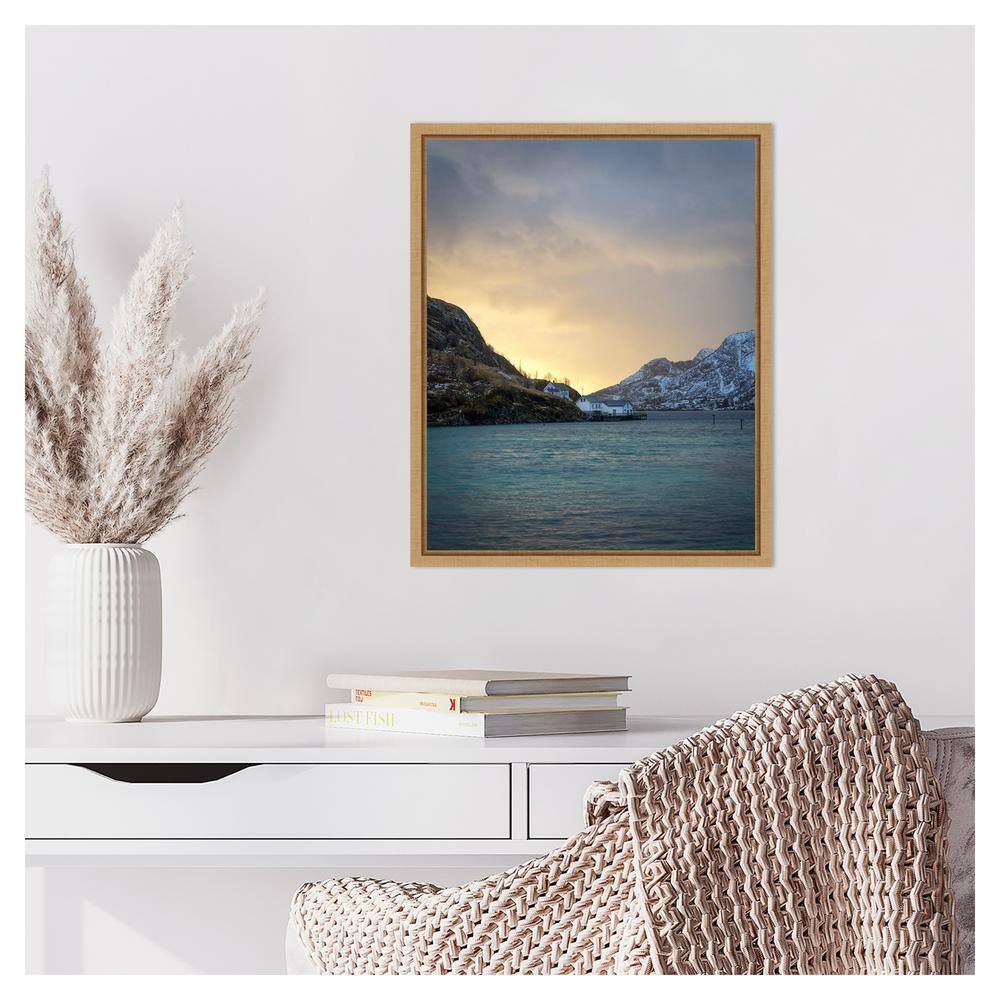 The Morning Glow II Scenic Landscape Canvas Print with Maple Frame