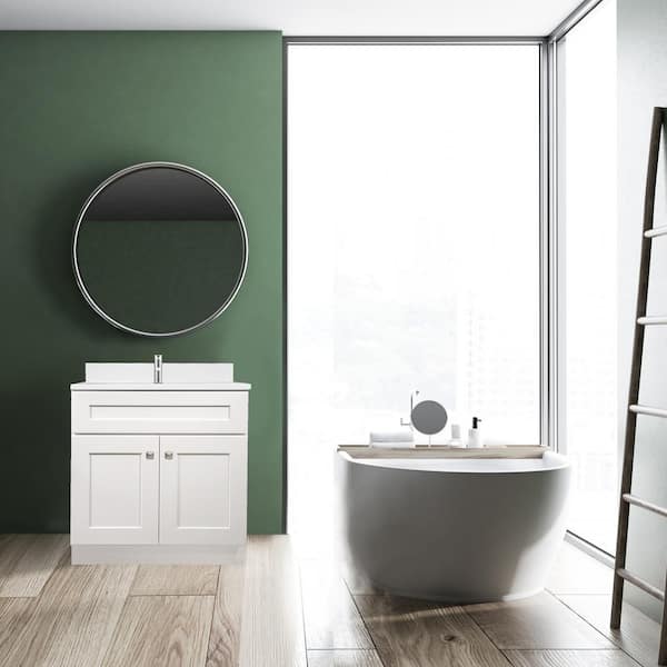 Design House Brookings 31 in. W Bath Vanity in White with White Cultured Marble Top, Single Hole, Fully Assembled