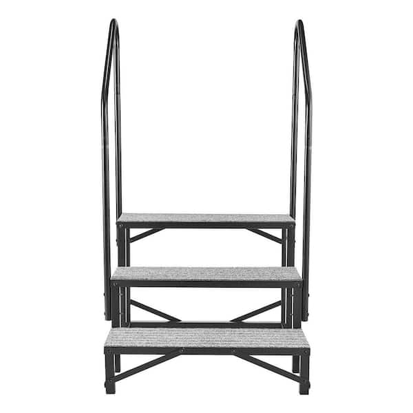 Durable RV Steps with Dual Handrails, 3-Step Design, 660 lbs. Load Capacity, Sturdy Outdoor Stairs for Seniors and Pets