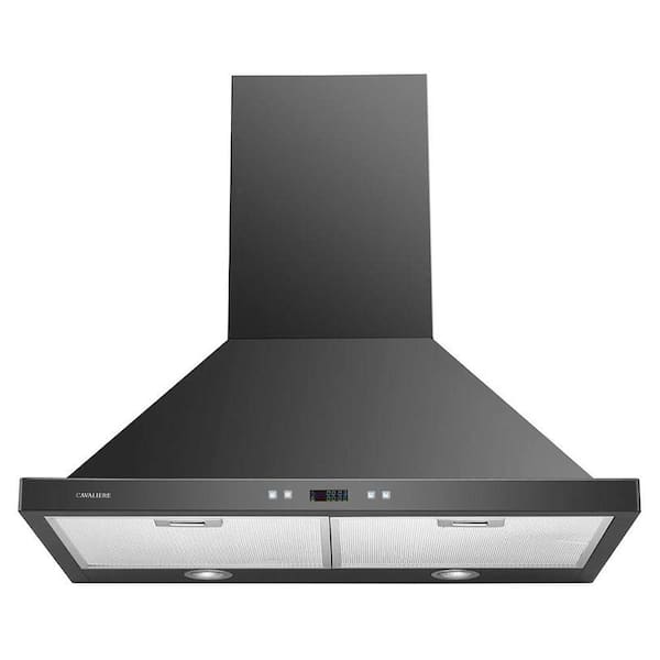 Cavaliere 30 in. Convertible Wall Mount Range Hood with Lights in Stainless Steel with Black Finish