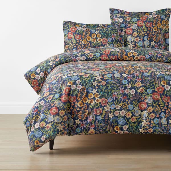 Company Cotton Secret Meadow Blue Multi Full Cotton Percale Duvet Cover