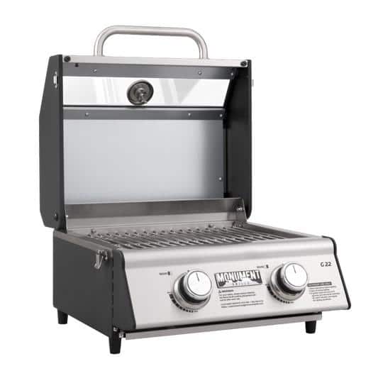 Portable Stainless Steel 2-Burner Propane Gas Grill with Clearview Lid