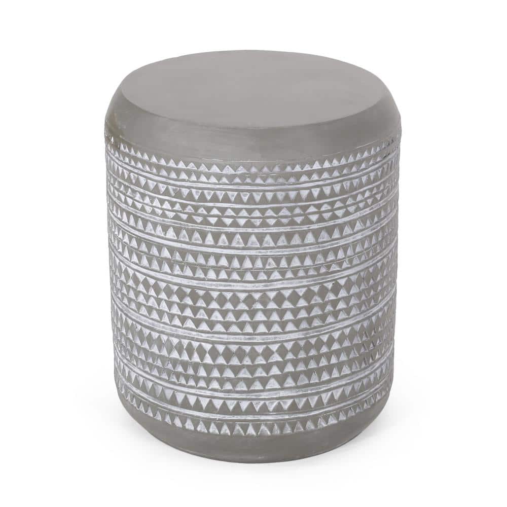 Noble House Wickson Concrete and White Stone Outdoor Side Table 107938 -  The Home Depot