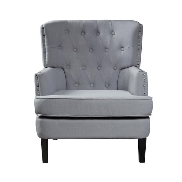 LOKATSE HOME 32 in. Gray Polyester Arm Chair