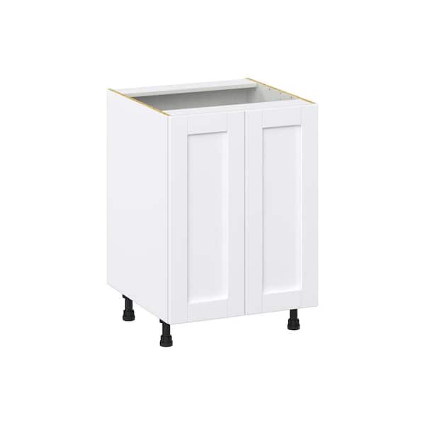 J COLLECTION Milton 24 in. W x 24 in. D x 34.5 in. H Assembled Shaker Sink Base Kitchen Cabinet in Bright White