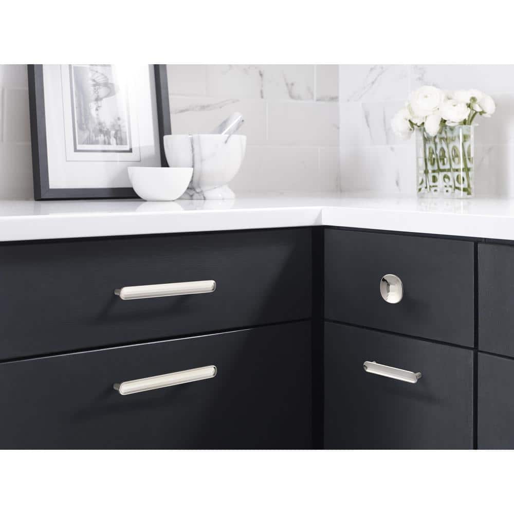 Polished Nickel Modern Round Cabinet Knob with Mounting Hardware