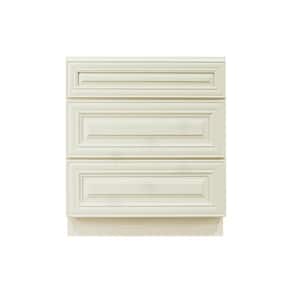 Princeton Assembled 24 in. x 34.5 in. x 24 in. Base Cabinet with 3-Drawers in Off-White