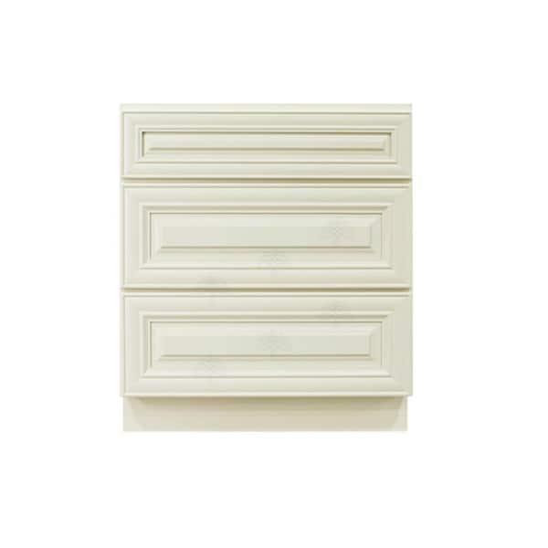 LIFEART CABINETRY Princeton Assembled 36 in. x 34.5 in. x 24 in. Base Cabinet with 3-Drawers in Off-White