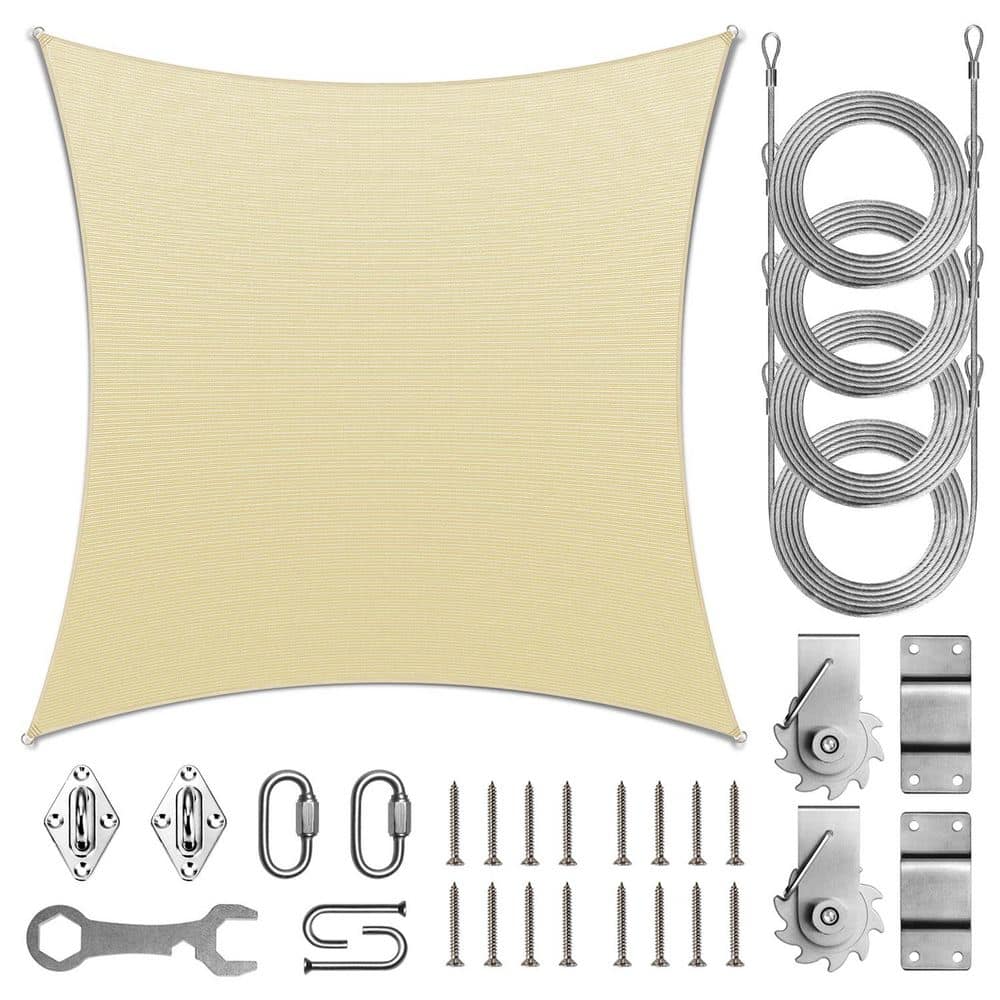 16 ft. x 16 ft. Square Sun Shade Sail with Hardware TAWAL-Beige price history on PriceWatchPro