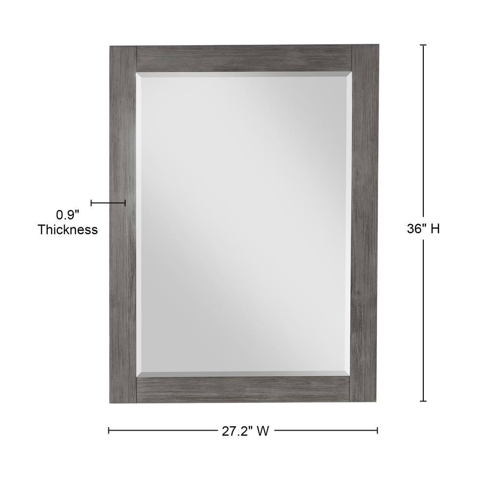 Ivy 28" Silver Rectangular Wood Bathroom Mirror