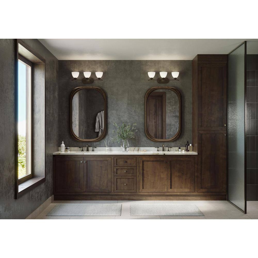 Antique Bronze 3-Light Bath Vanity with Glass Shades