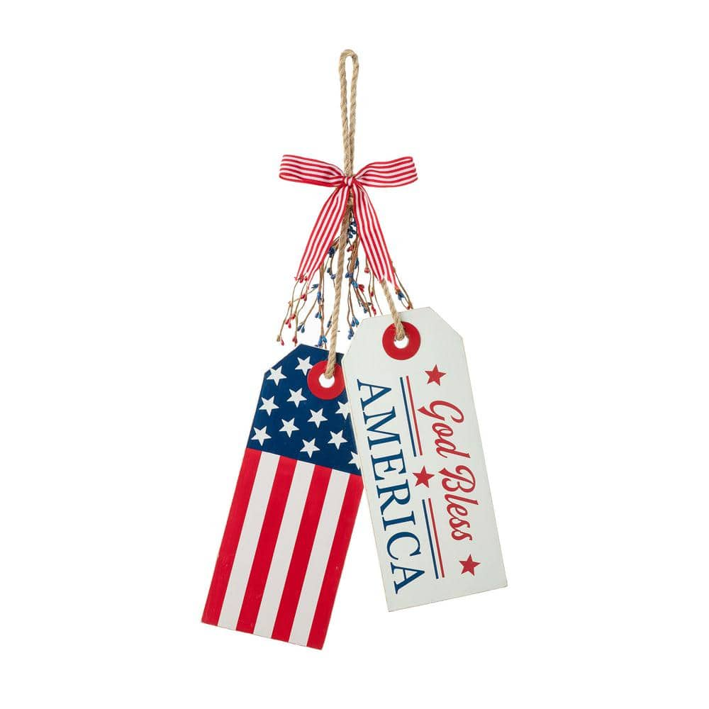 Glitzhome 19 5 In H Wooden Patriotic Americana Doorknob Hanging Decor   Glitzhome Patriotic Decorations 2004000018 64 1000 