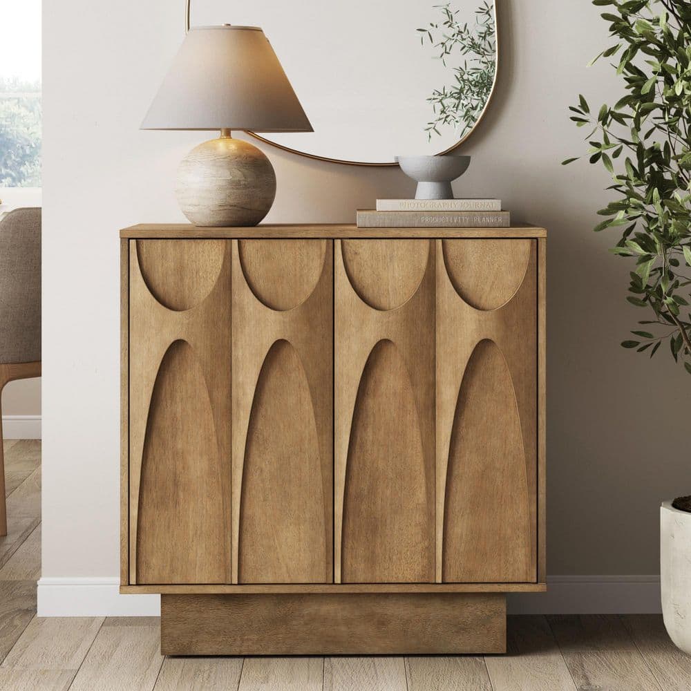 Nathan James Deanne Light Brown 31.7 in. Antique Carved Wooden