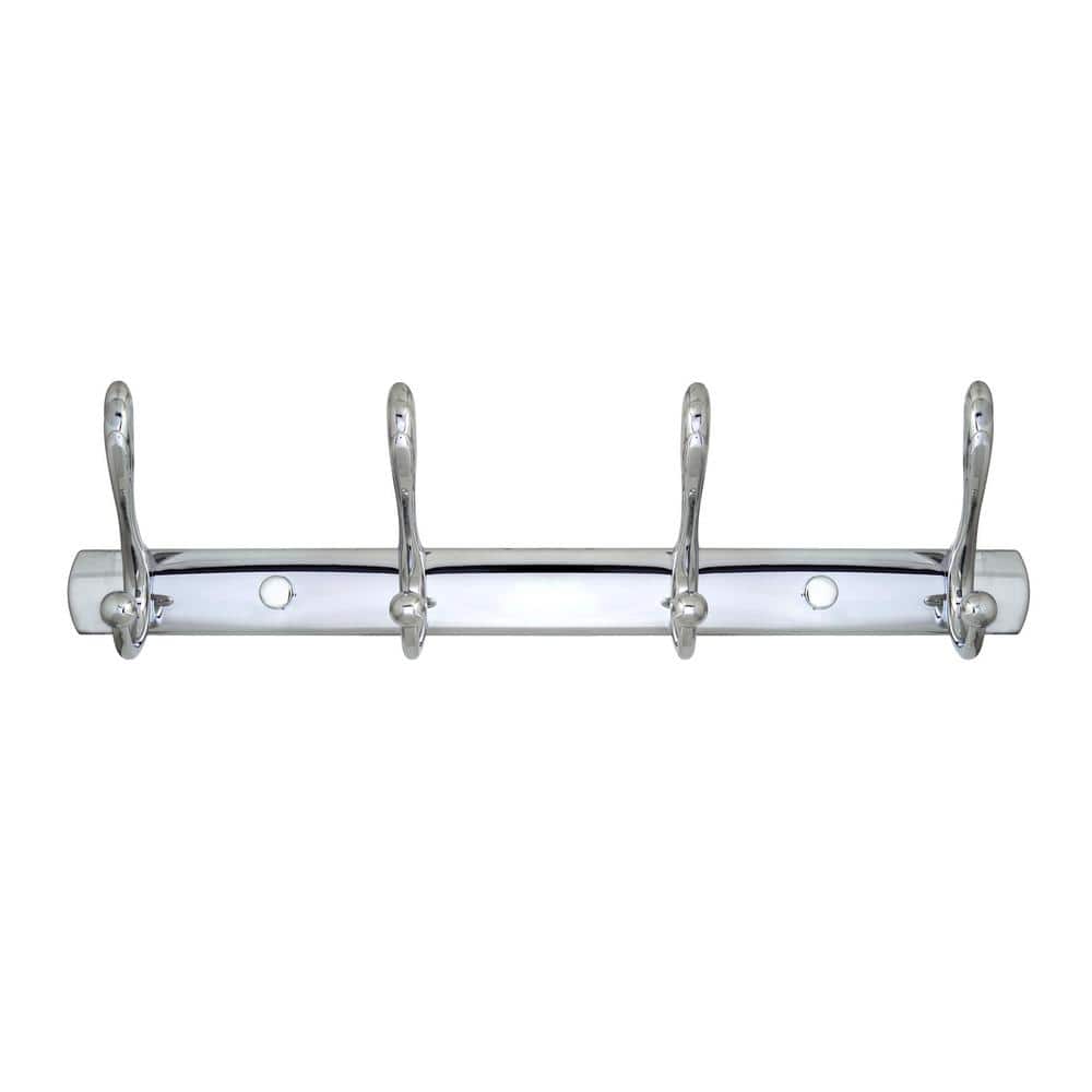 Polished Chrome Wall Mounted 4-Pronged Towel and Robe Hook