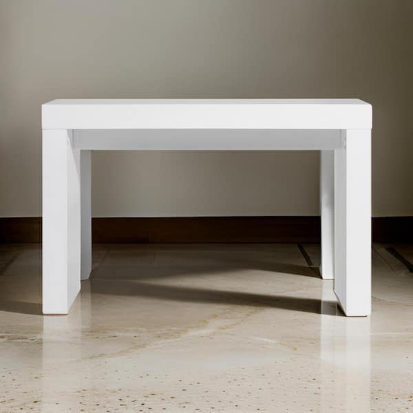 Benjara 47.3 in. White Rectangle Wooden Console Table with Minimalist Rectangular Top