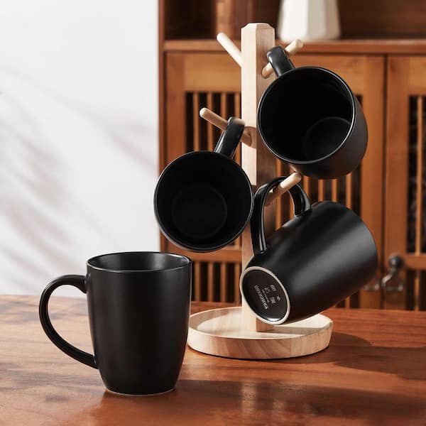 vancasso 16 oz. Matte Black Stoneware Coffee Mugs (Set of 4) Tea