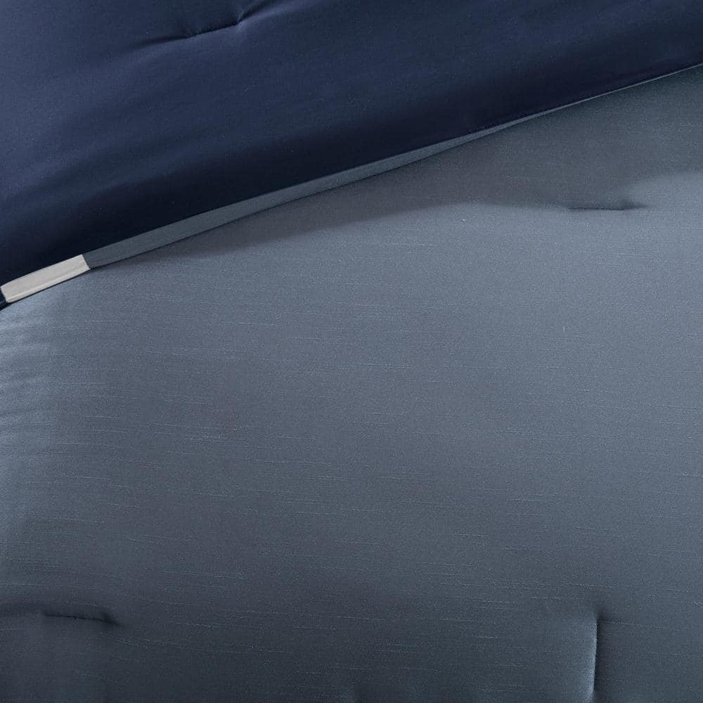 Navy and White California King 7-Piece Comforter Set