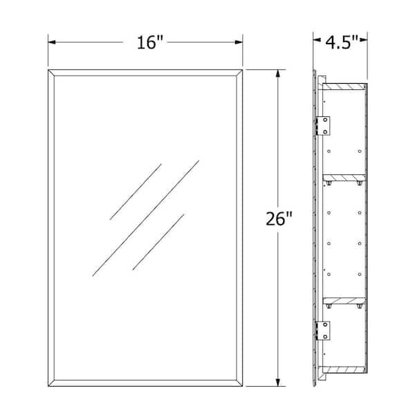 Glacier Bay 16 In W X 26 H, What Is The Standard Size For A Recessed Medicine Cabinet