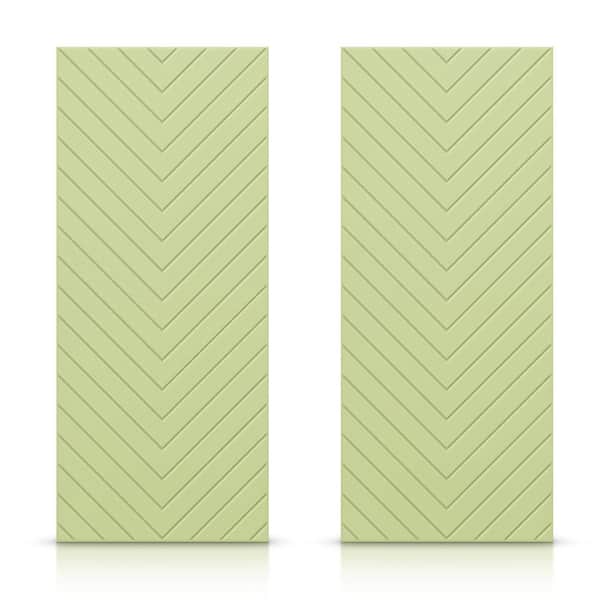 CALHOME 72 in. x 80 in. Hollow Core Sage Green Stained Composite MDF Interior Double Closet Sliding Doors