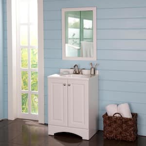 24 in. W x 19 in. D x 35 in. H Single Sink Freestanding Bath Vanity in White with White Cultured Marble Top