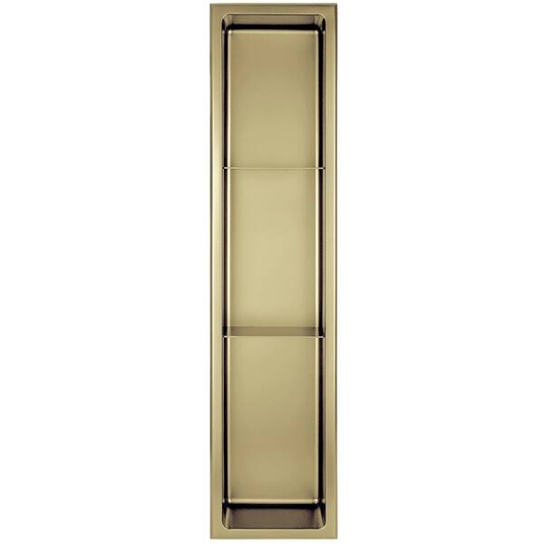 Brushed Gold Shower Niche with 3 Shelves SUS304 Wall-Recessed Bathroom Shelf  - China Brushed Gold Shower Niches, Golden Color Shower Niches