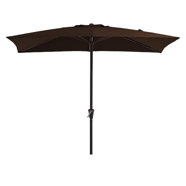 8 ft. x 10 ft. Steel Rectangular Market Umbrella in Brown