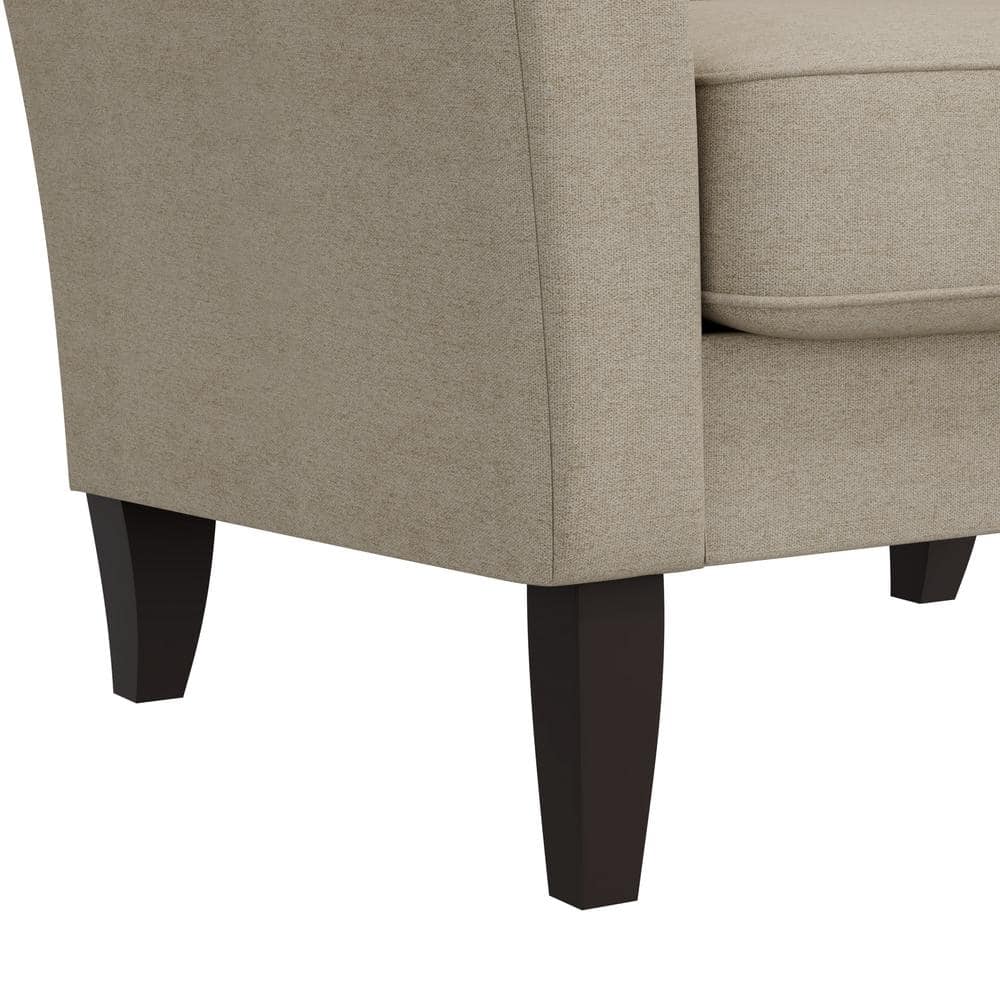 Beige Barrel Accent Chair with Dark Wood Legs