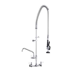 47 in. Height Triple Handle Pull Down Sprayer Kitchen Faucet, Kitchen Sink Faucet with Pre-Rinse Sprayer Wall Mount