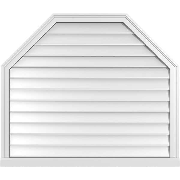 Ekena Millwork 42" x 36" Octagonal Top Surface Mount PVC Gable Vent: Non-Functional with Brickmould Sill Frame