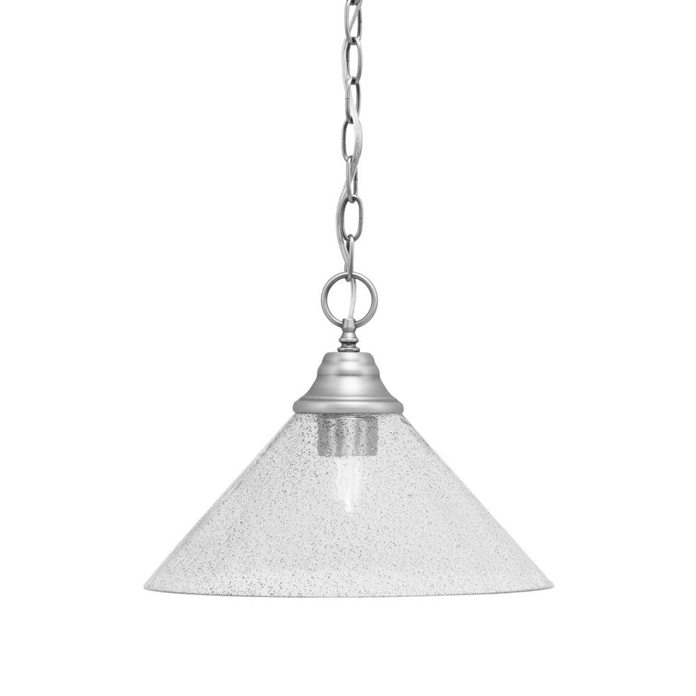 Kingston 100-Watt 1 Light Brushed Nickel Shaded Pendant Light with 12 in. S