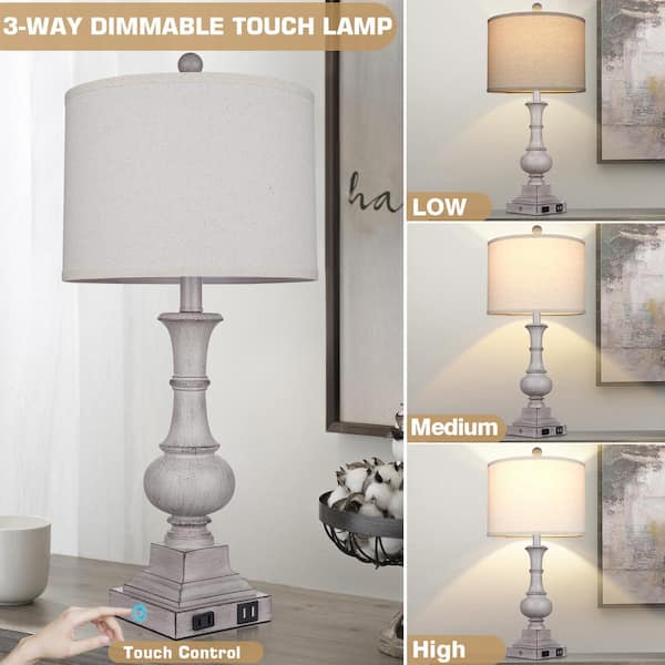 Hearth high quality and Hand Resin Table Lamp Gray NEW