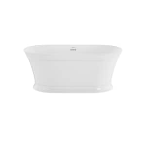 Lyndsay 59 in. Acrylic Freestanding Flatbottom Soaking Bathtub in White with White Drain Included