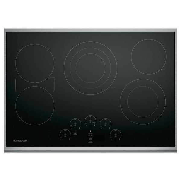 Monogram 30 in. Radiant Electric Cooktop in Stainless Steel/Black with 5 Elements including SyncBurners