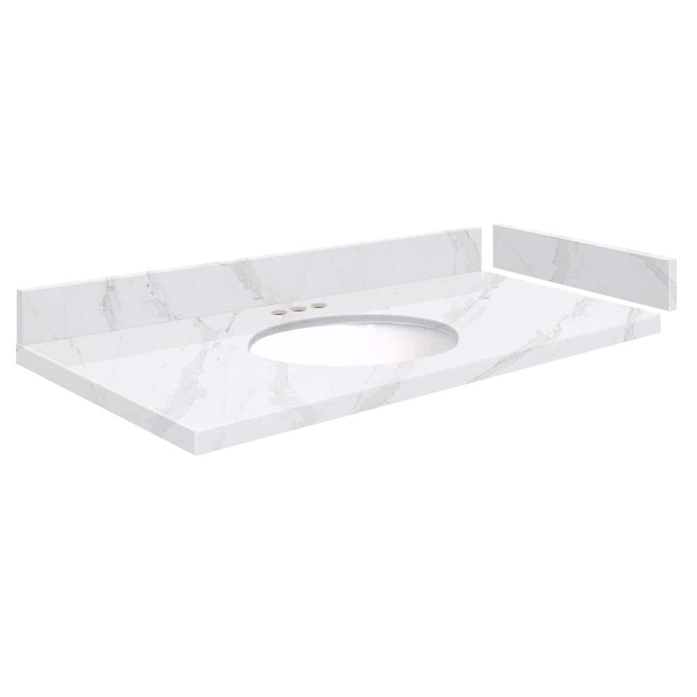 Silestone 48.75 in. W x 22.25 in. D Quartz White Round Single Sink Vanity Top in Calacatta Gold price history on PriceWatchPro