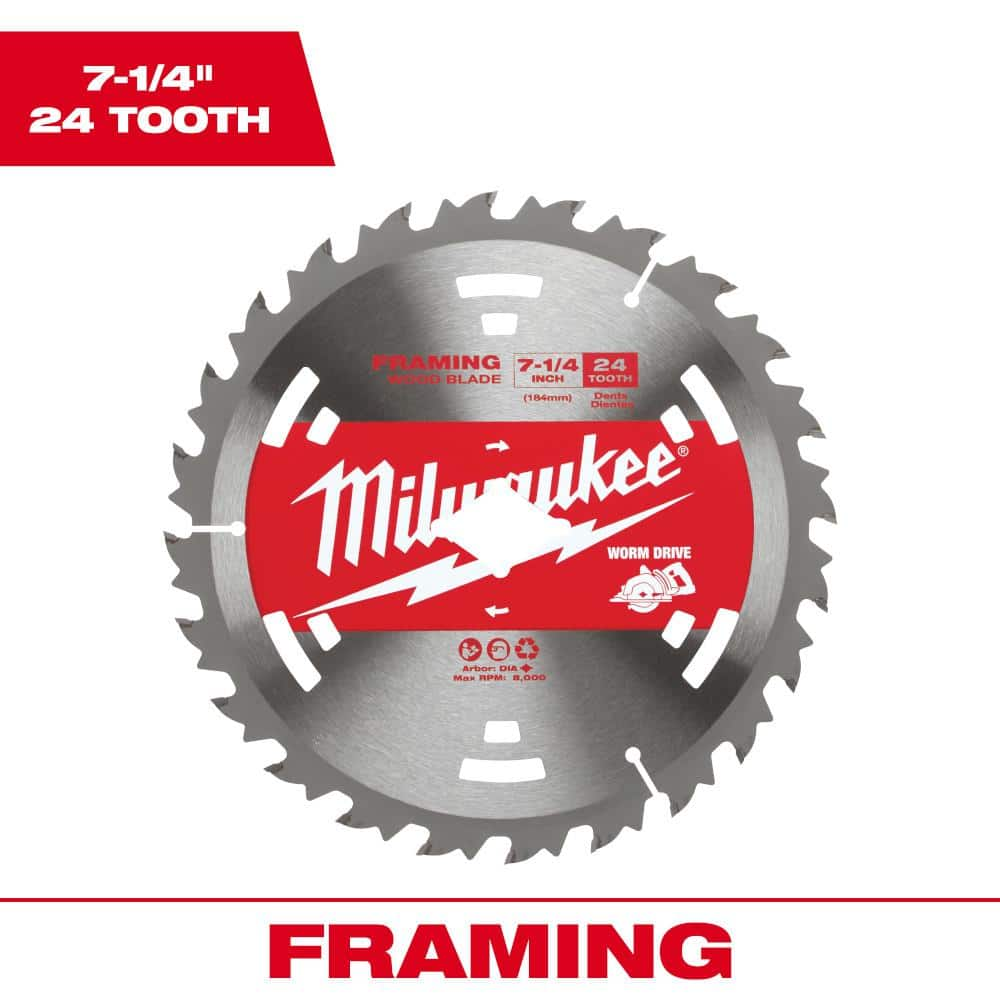 Milwaukee 7-1/4inch 24T Construction Worm Drive Framing Contractor Pack (25PK) -  48-40-1713