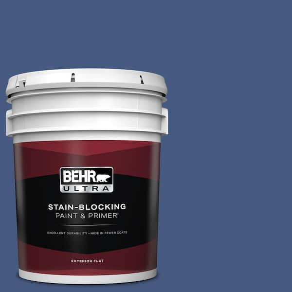 BEHR ULTRA 5 gal. #M540-7 Optimum Blue Flat Exterior Paint & Primer