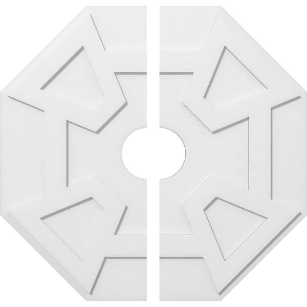 Ekena Millwork 1 in. P X 14 in. C X 40 in. OD X 7 in. ID Logan Architectural Grade PVC Contemporary Ceiling Medallion, Two Piece