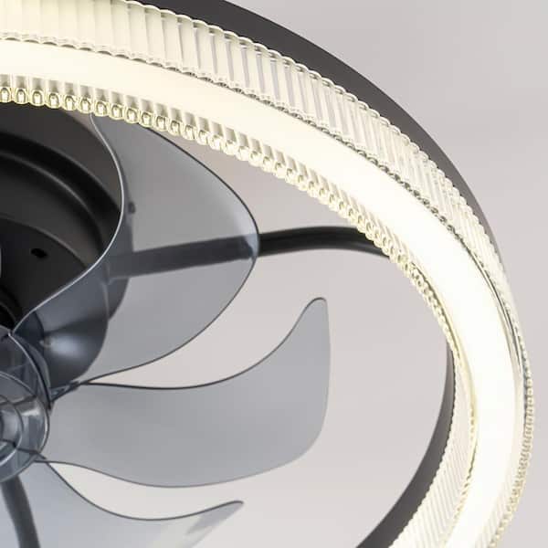 Anya 19.68 in. Indoor Black Modern Smart Ceiling Fan with Lights, 6-Speed 3 Color Ceiling Fan with Remote and Downrod