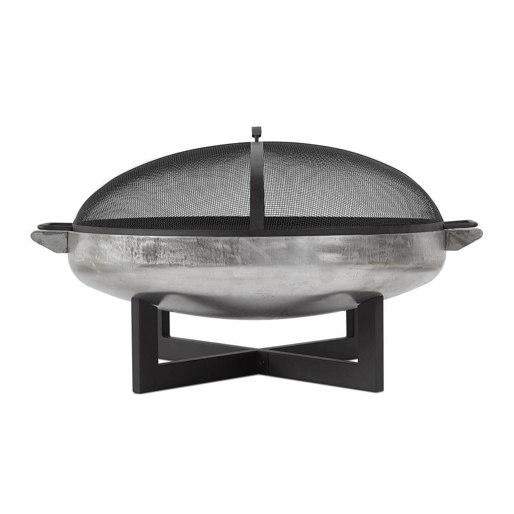 La Porte 34.5" Black and Rust Steel Wood Burning Fire Pit