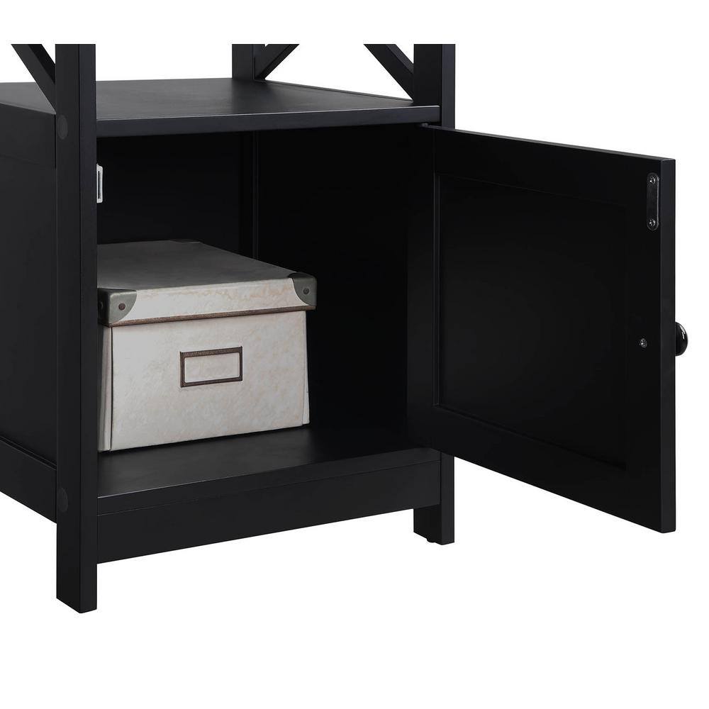 Cherry & Black Contemporary Square End Table with Cabinet Storage