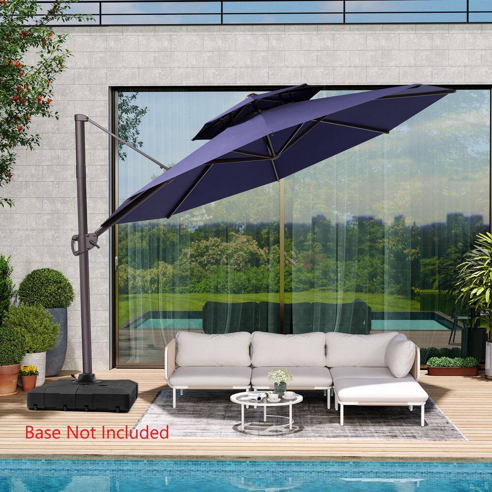Double Top 11.5 ft. Octagon Aluminum Outdoor Heavy-Duty Rotatable Canopy Cantilever Patio Umbrella in Navy Blue price history on PriceWatchPro