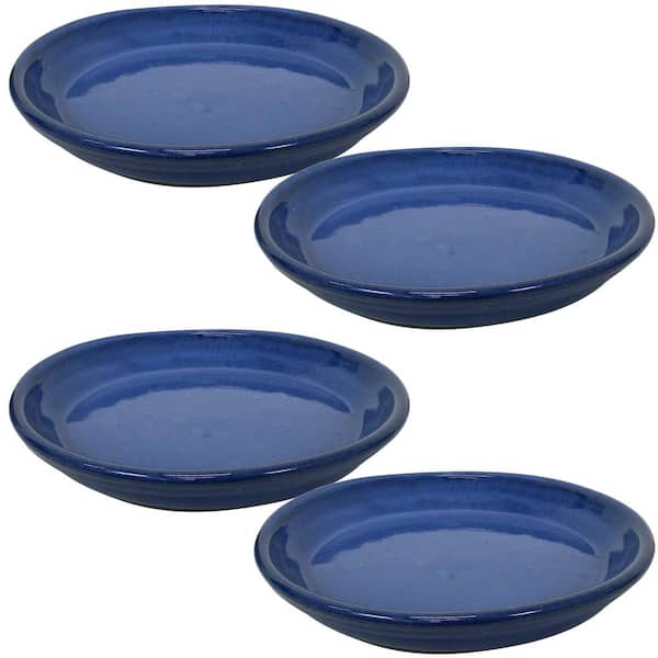 9 in. Imperial Blue Ceramic Planter Saucer (Set of 4)