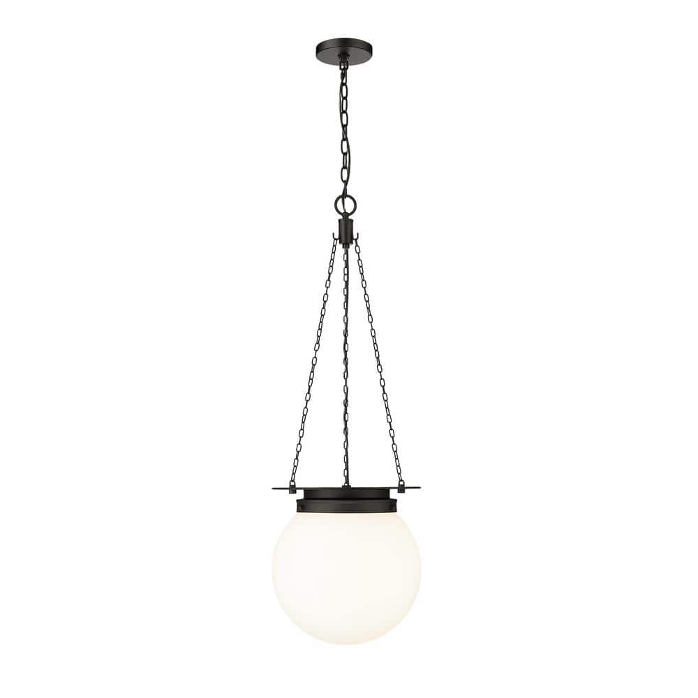 Calhoun Matte Black Steel and Glass Globe Pendant Light