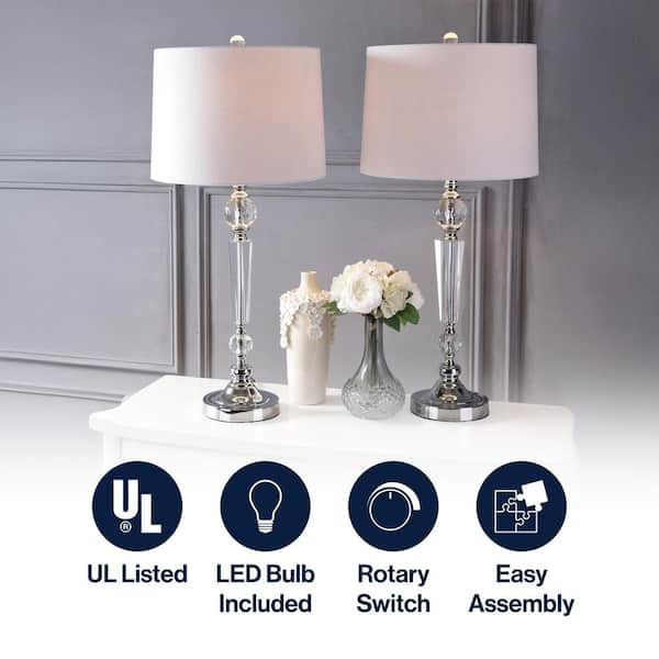 JONATHAN Y Emma 29.5 in. Clear Crystal Table Lamp (Set of 2