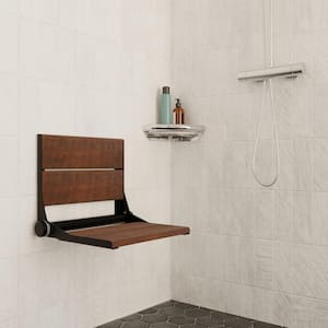Serena Seat Pro 18 in. Folding Medium Bamboo Shower Seat, ADA Compliant, Support Up to 500 lbs. in Matte Black