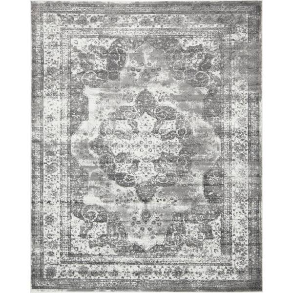 Unique Loom Richmond Collection Medallion Overdyed Oriental Transitional Ivory Oval Rug 7' 10 x 10' 0 