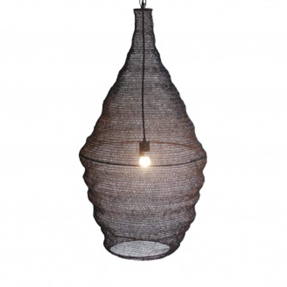 Lubey 60-Watt 1 Gold Cone Mini Pendant Light with Woven Metal Shade and Inc