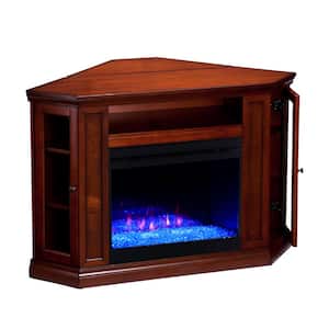 Denton Color Changing 48 in. Convertible Electric Fireplace TV Stand in Brown Mahogany