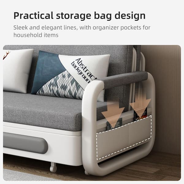 THE RIGHT PATH 62.2 in. Dark Grey Twin Size Fabric with